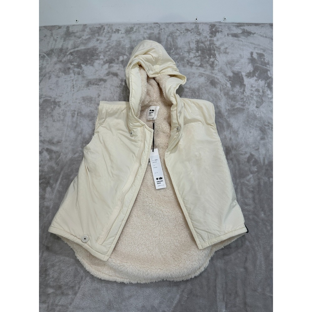 OMAMIMINI Los Angeles Cream Drop Tail Sherpa Lined Hooded Vest Jacket Size 8 NWT